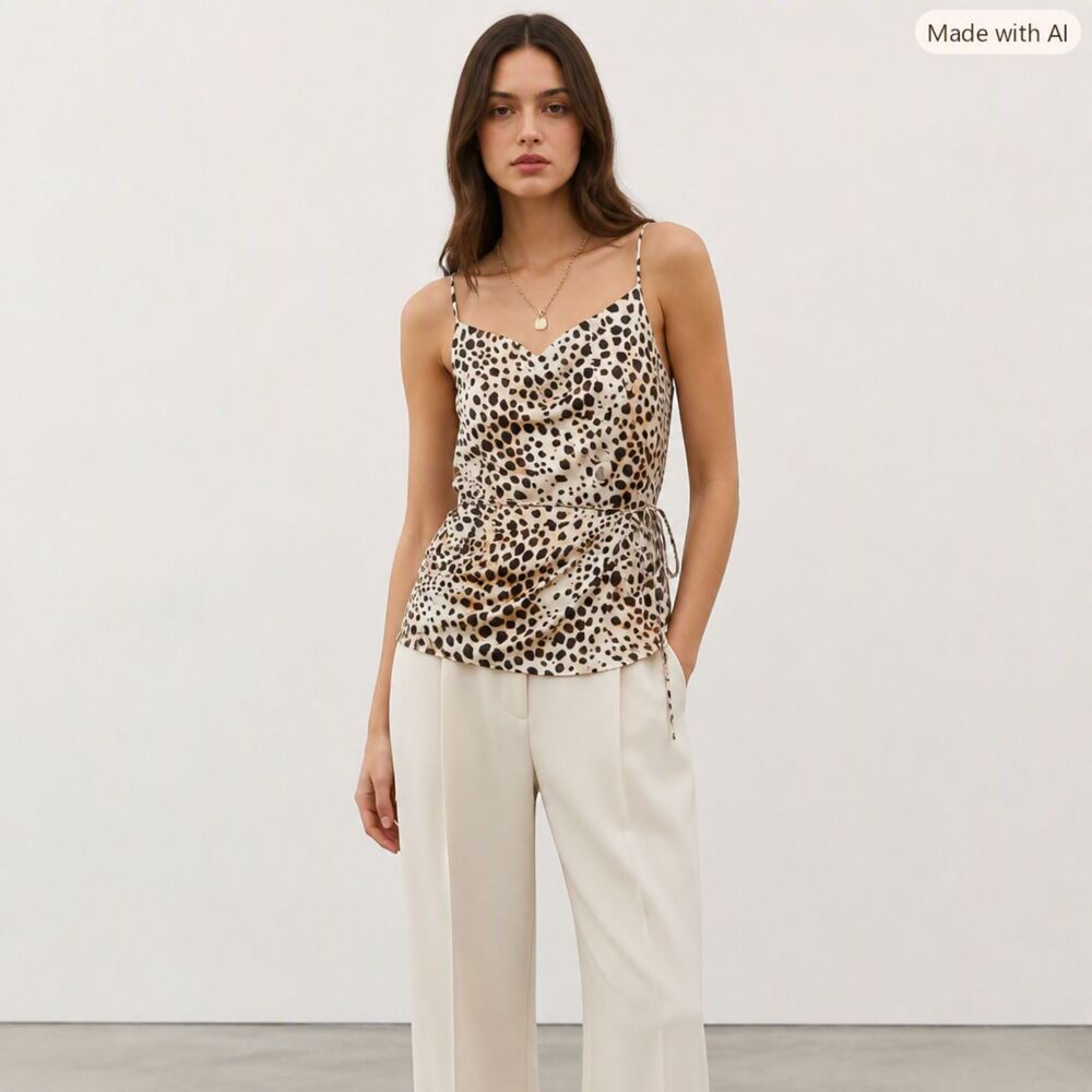 Zara animal print top wrap cami size S
